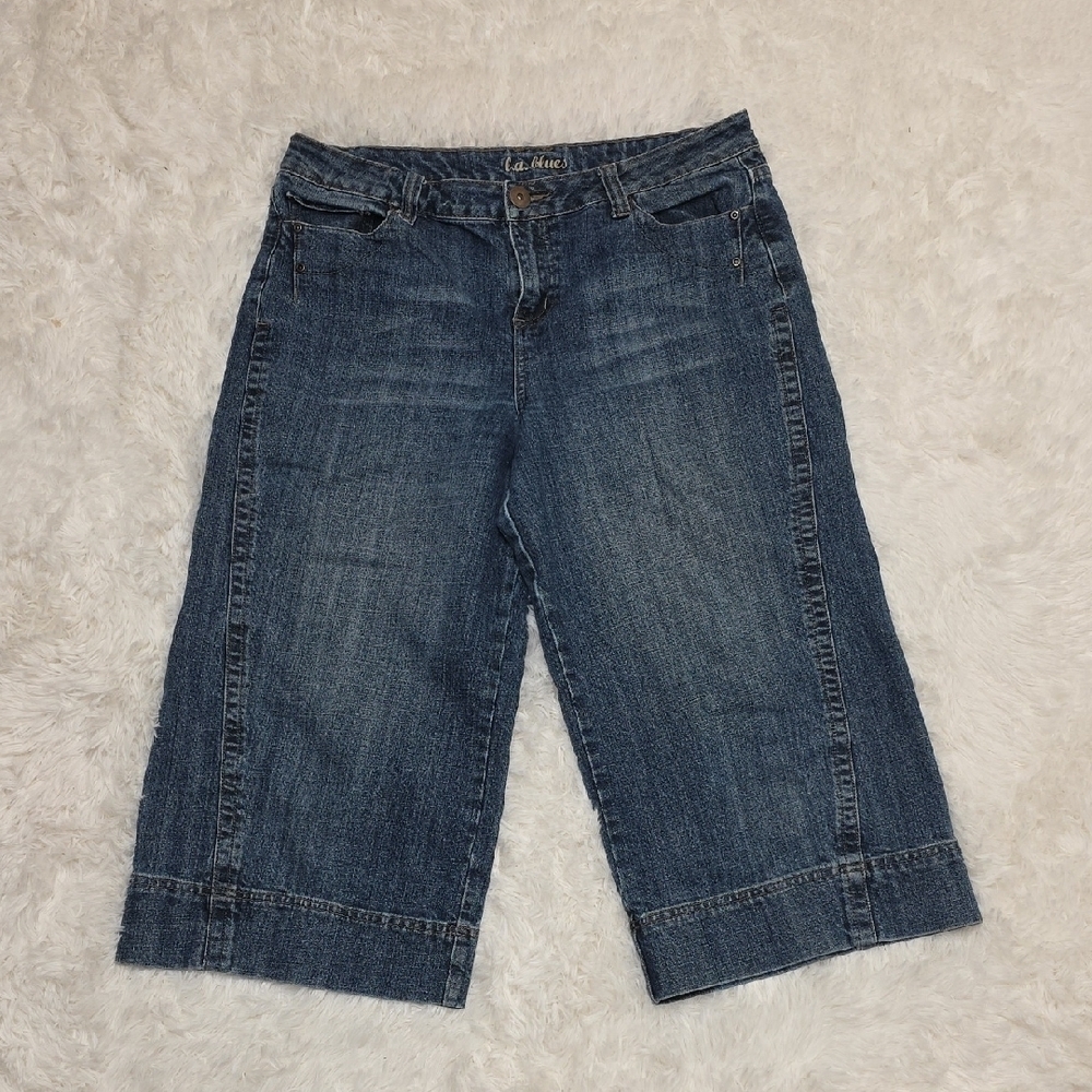 LA BLUES Women's Dark Blue VINTAGE- Hi Rise - Cropped Jeans. Size 14